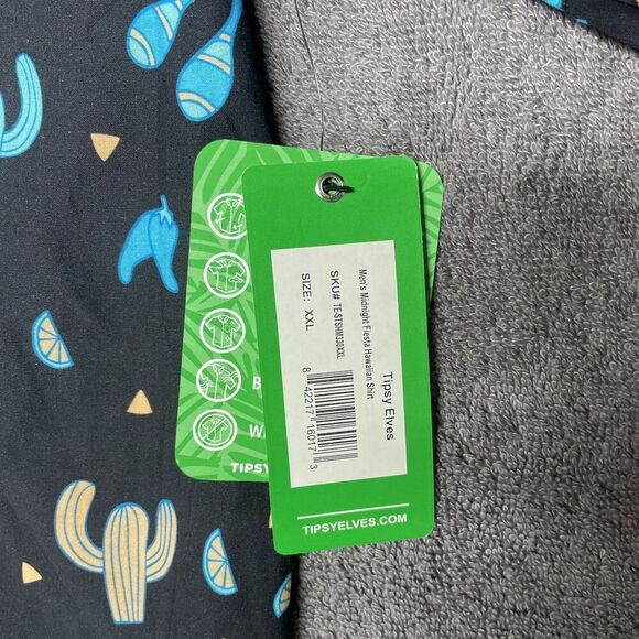 NWT Tipsy Elves Midnight Fiesta Mens XXL Black Hawaiian Shirt Button Up - Picture 4 of 9